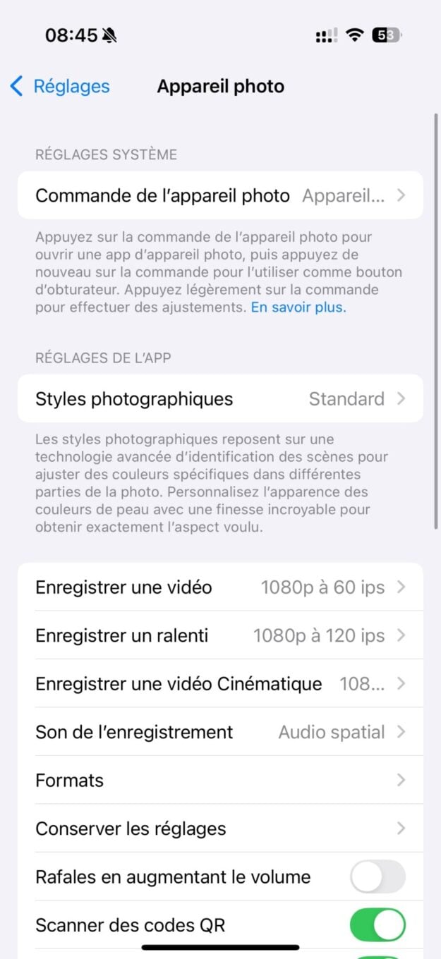 Commande Appareil Photo Ios 18 Réglage1