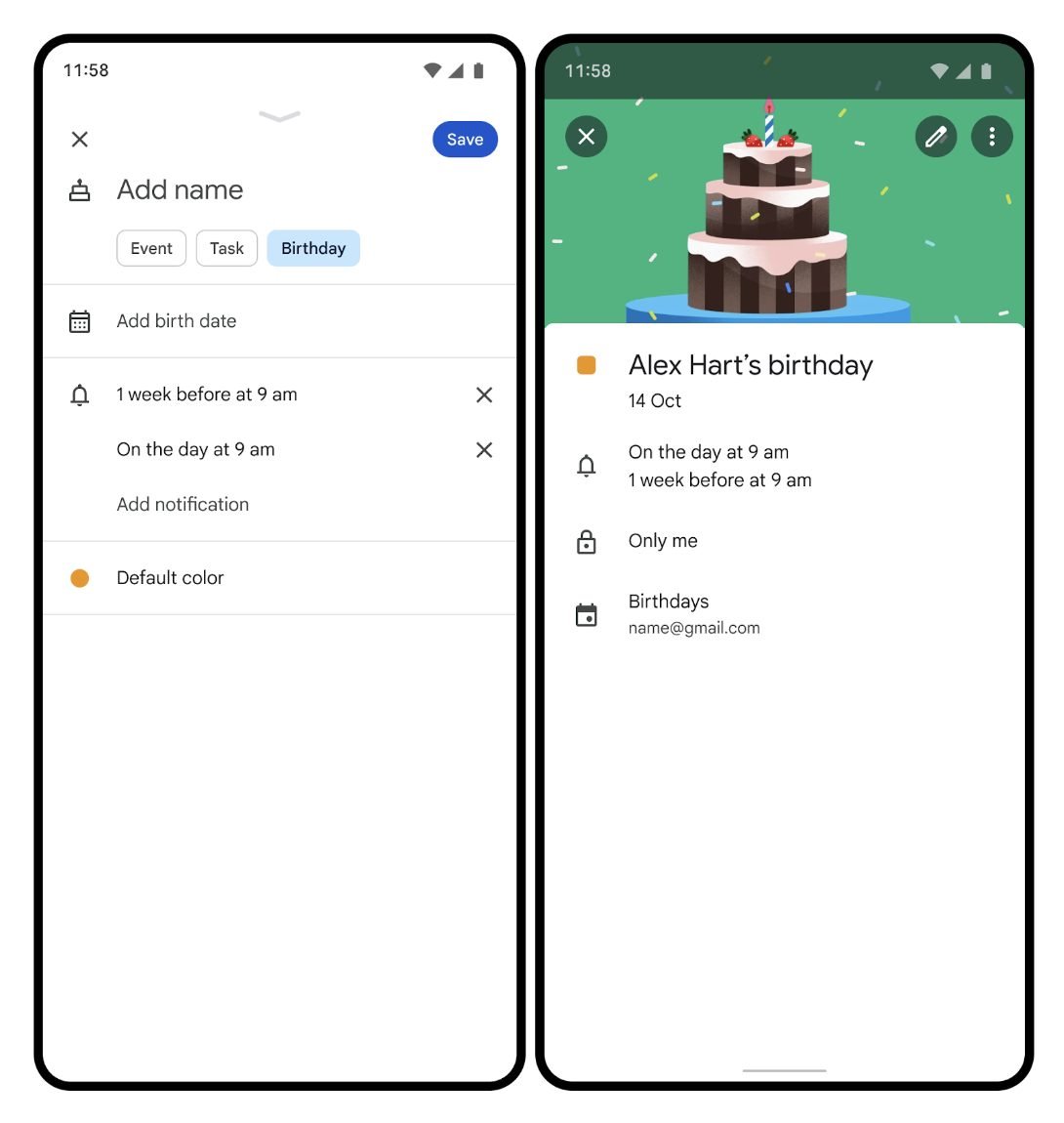 Google Agenda Anniversaire