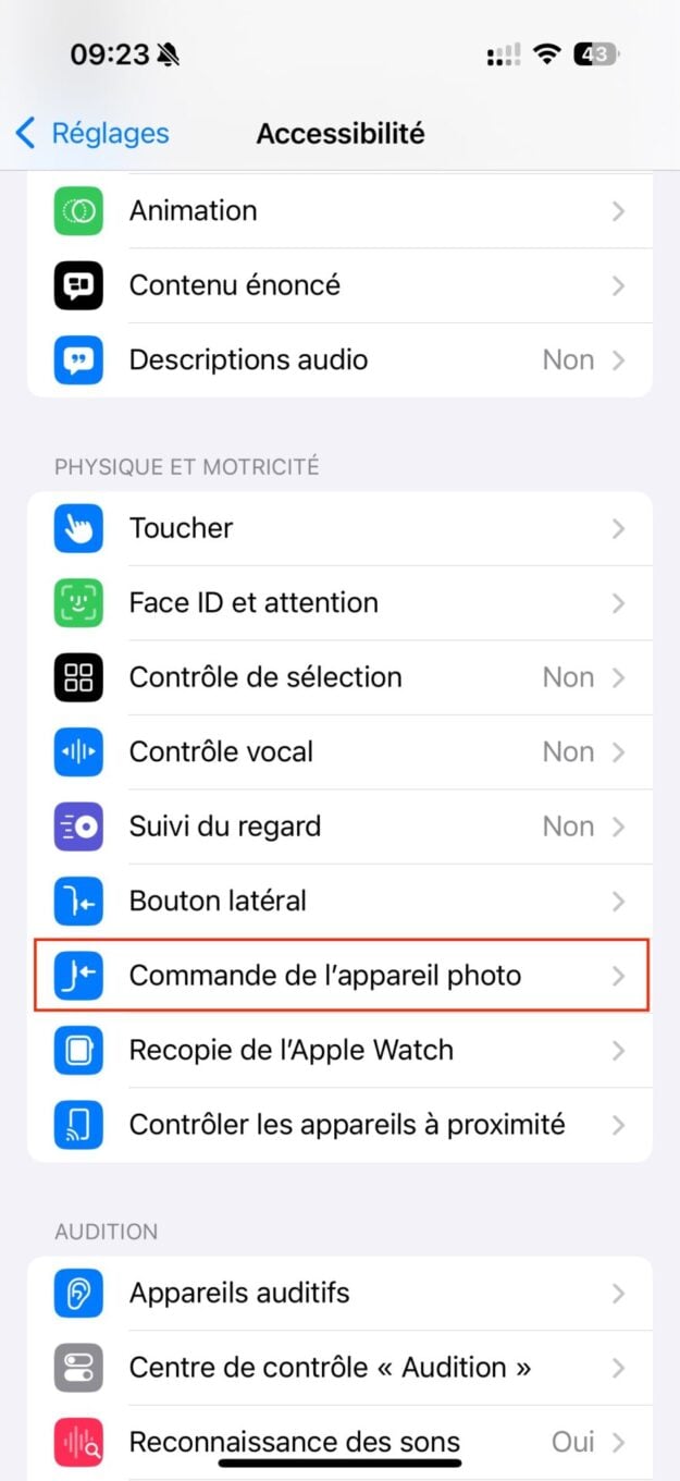 Ios 18 Réglage Accessibilité Commande Appareil Photo 1