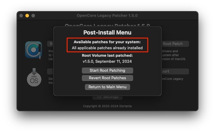 opencore post install patches