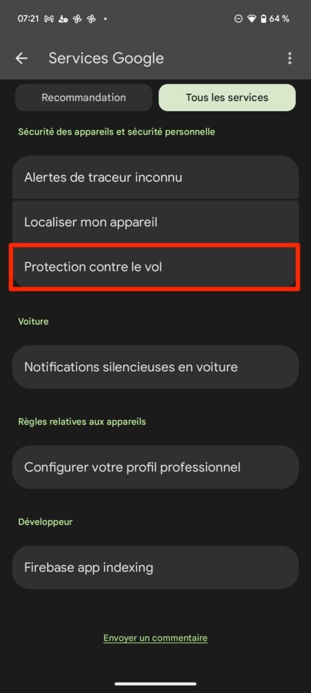 Protection contre le vol Android 3