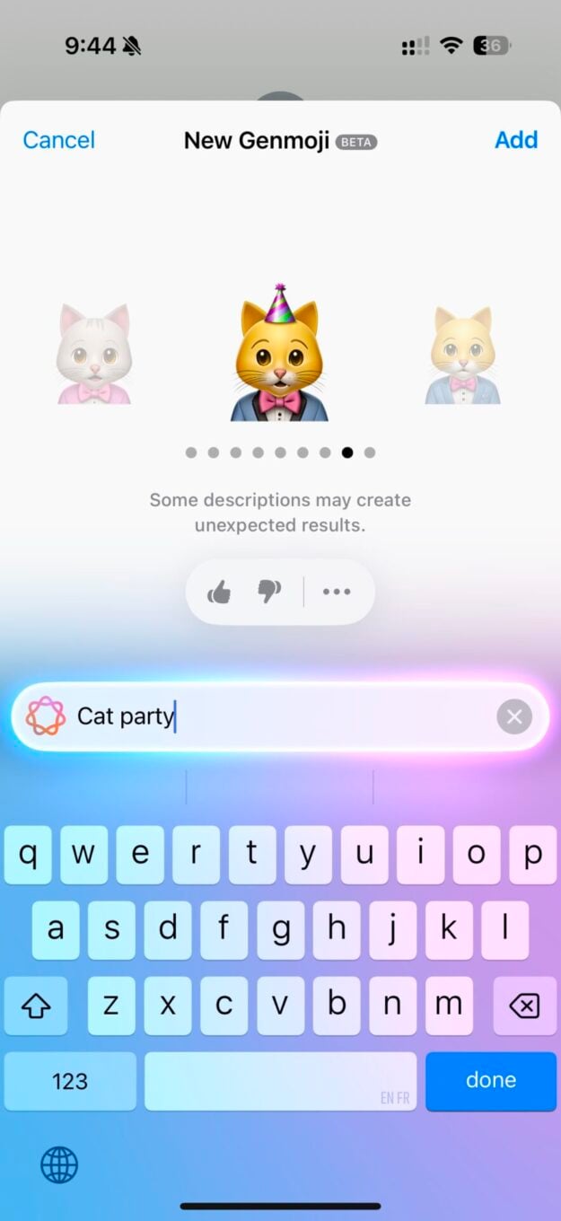 Apple Intelligence Messages Genmoji 2