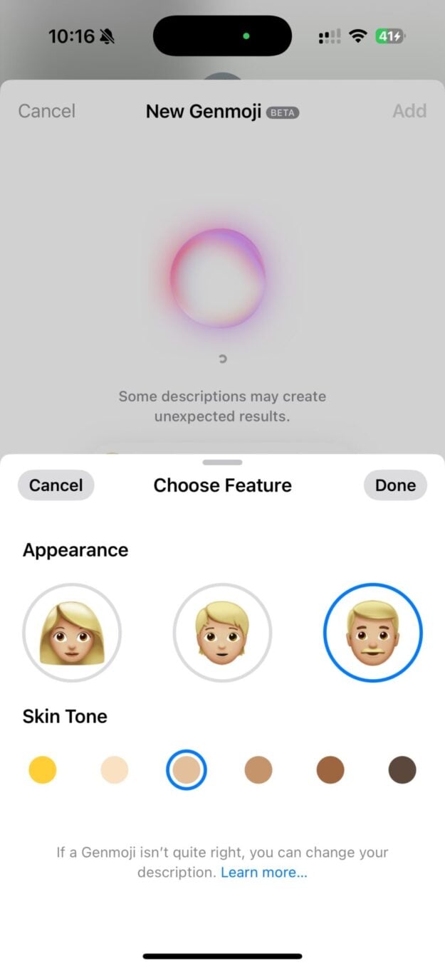 Apple Intelligence Messages Genmoji 6