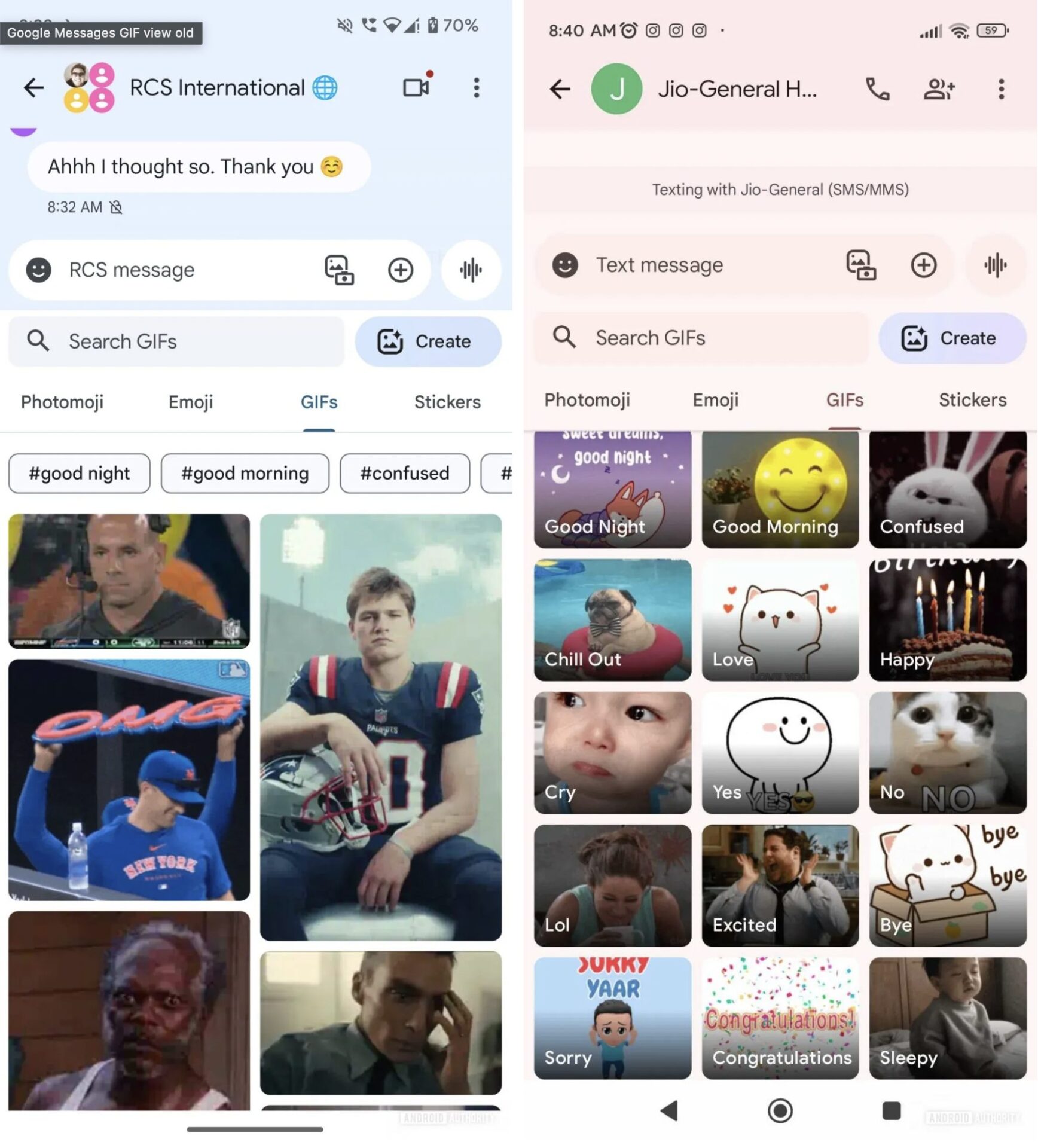 Nouvelle présentation Gif Google Messages