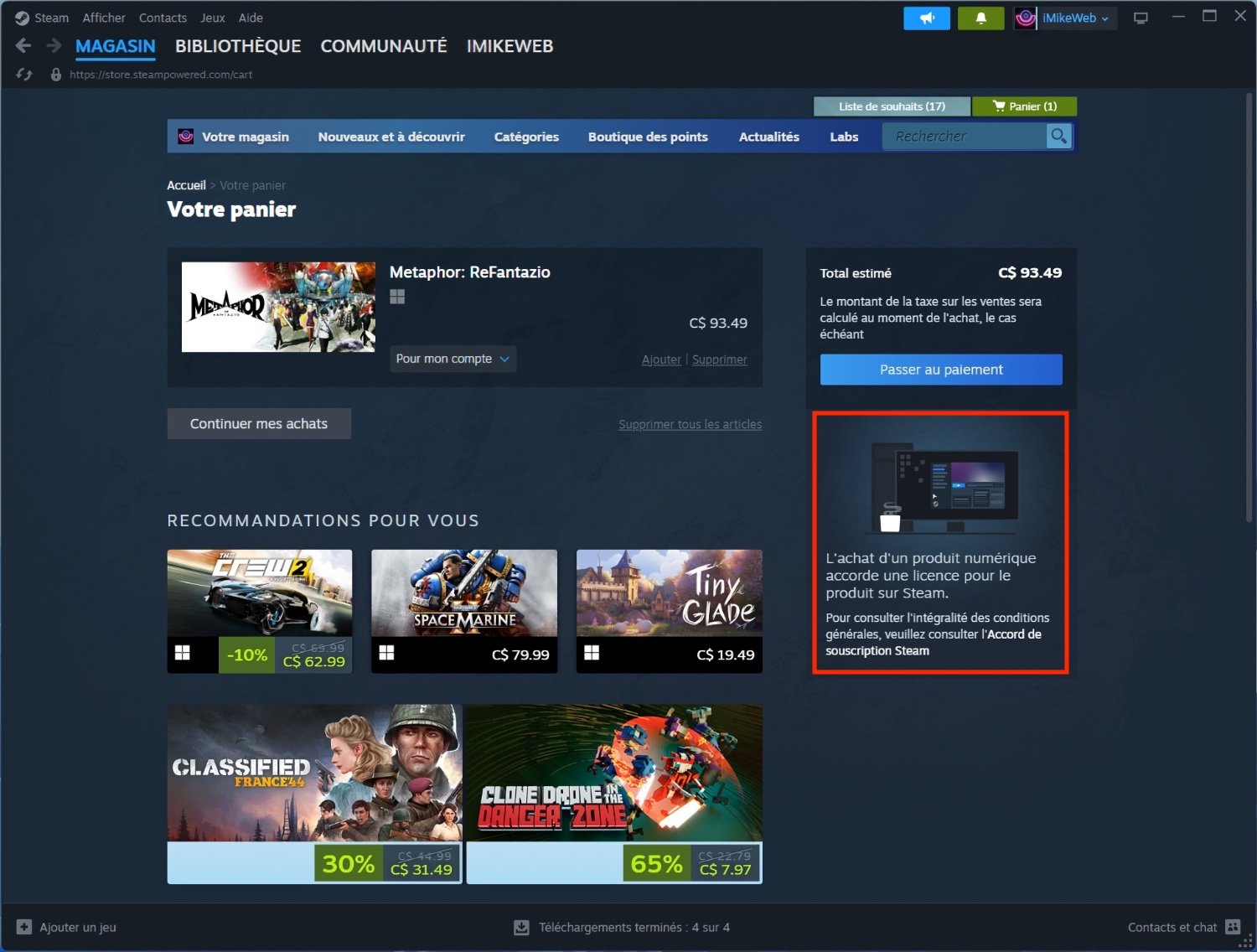 Licence de jeu Steam