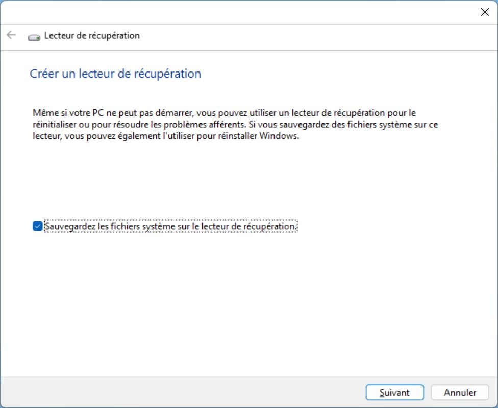 Créer Un Lecteur De Récupération Windows 11 2