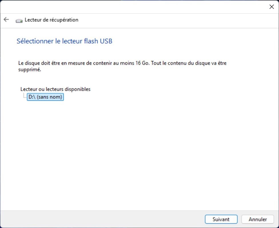 Créer Un Lecteur De Récupération Windows 11 4