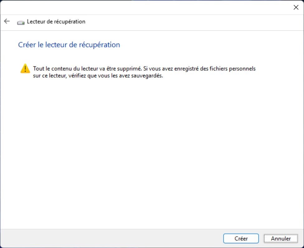 Créer Un Lecteur De Récupération Windows 11 5