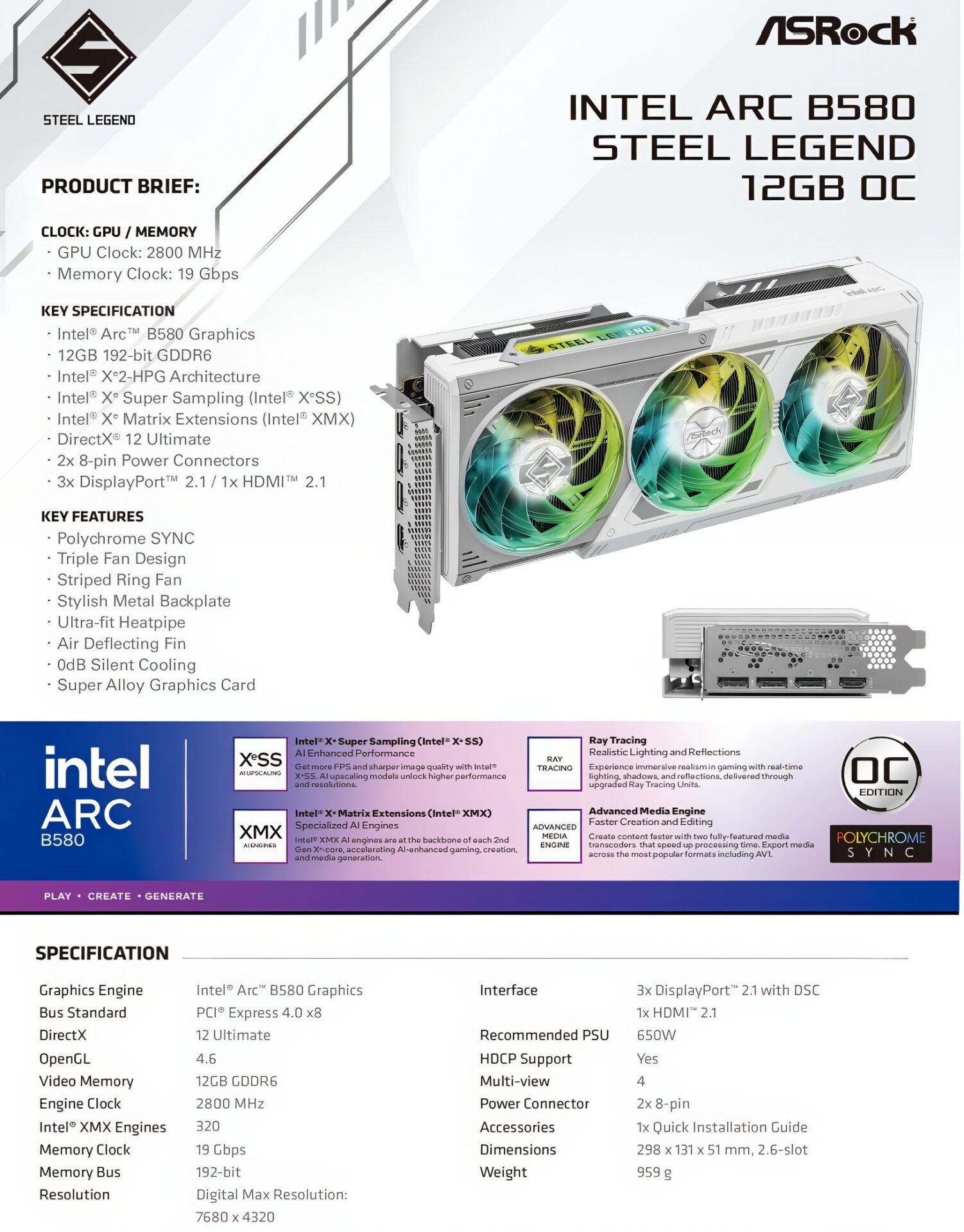 Arc B580 Specs