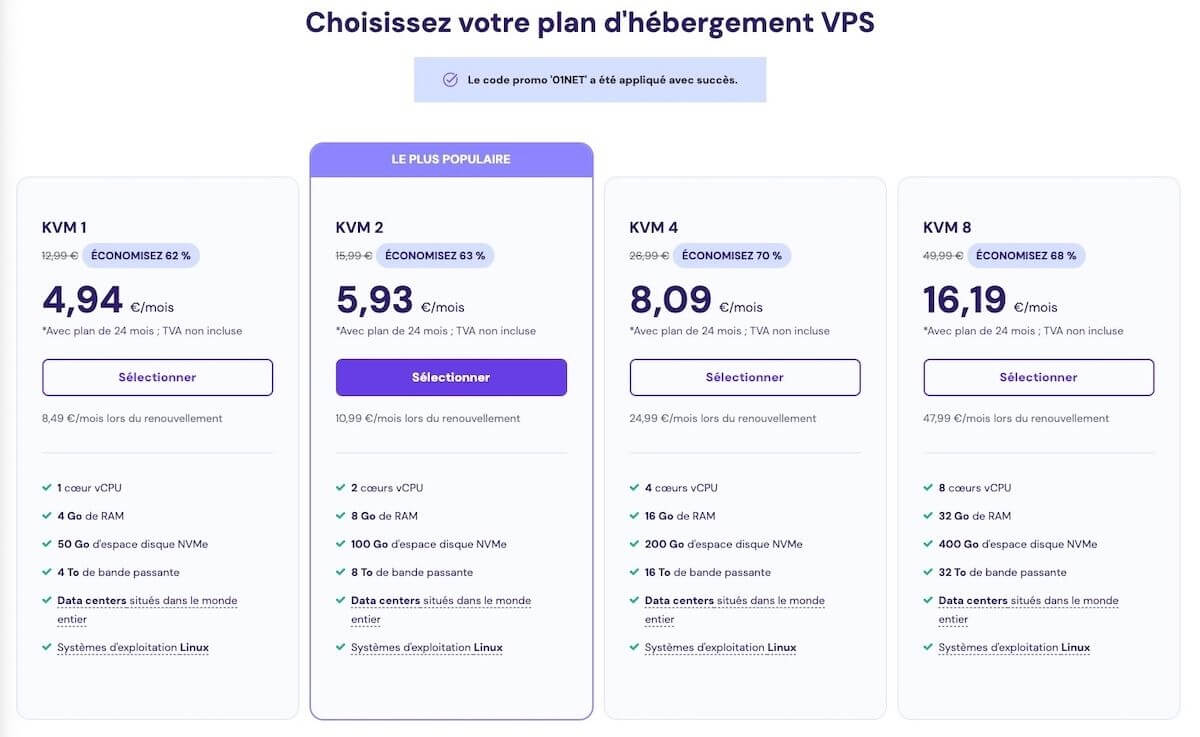 Tarifs Hostinger Vps Ressources Dédiées