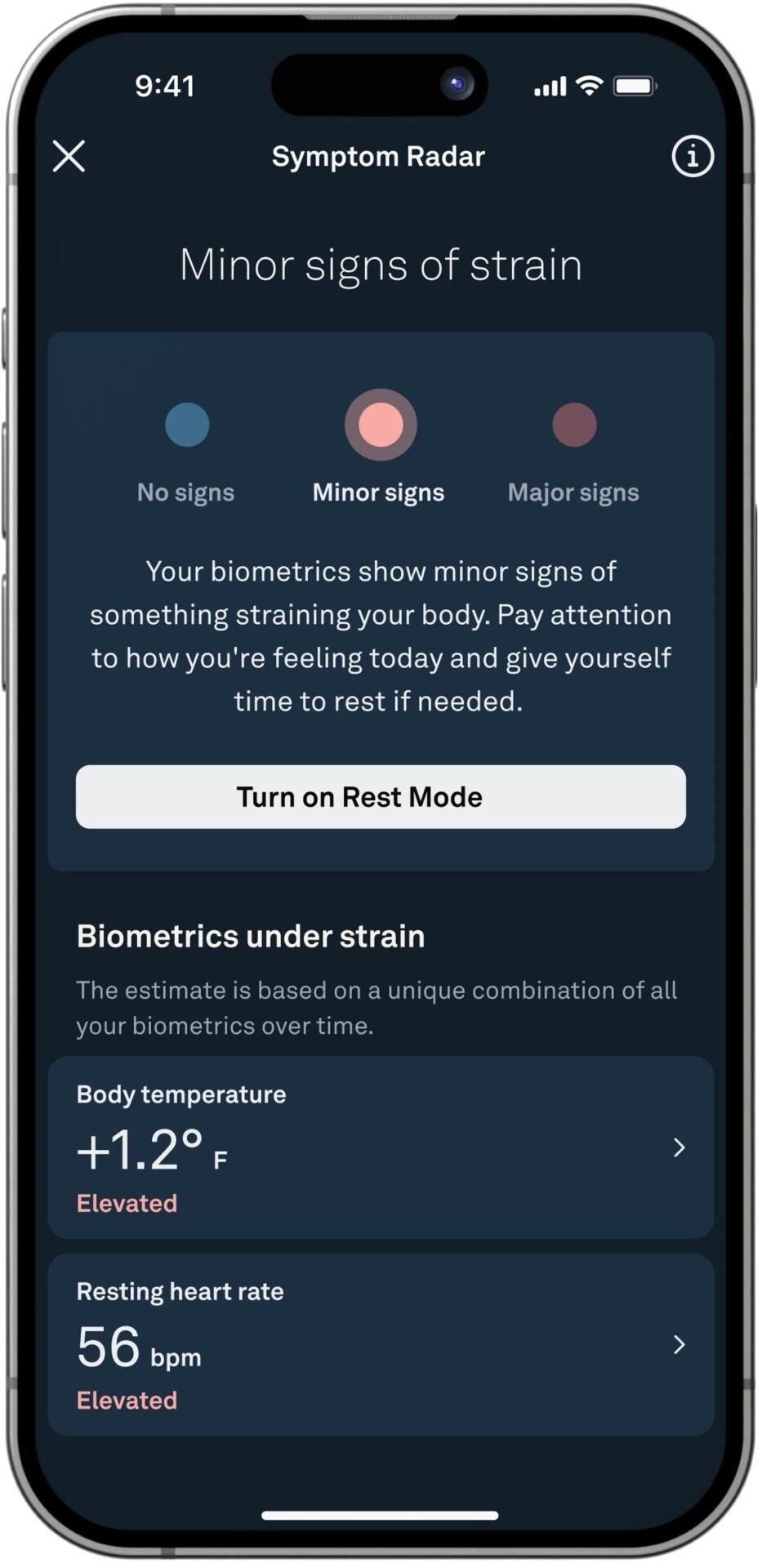 Oura Bague Symptom Radar 2