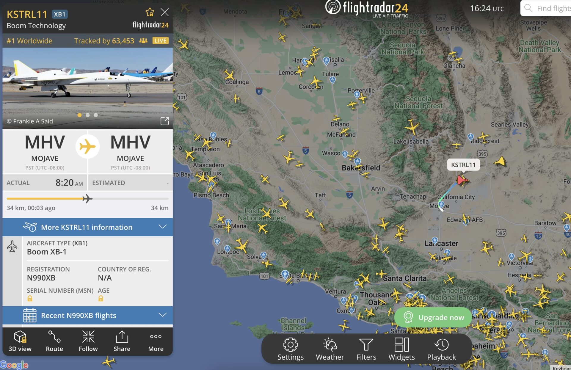 Boom Supersonic Flightradar24