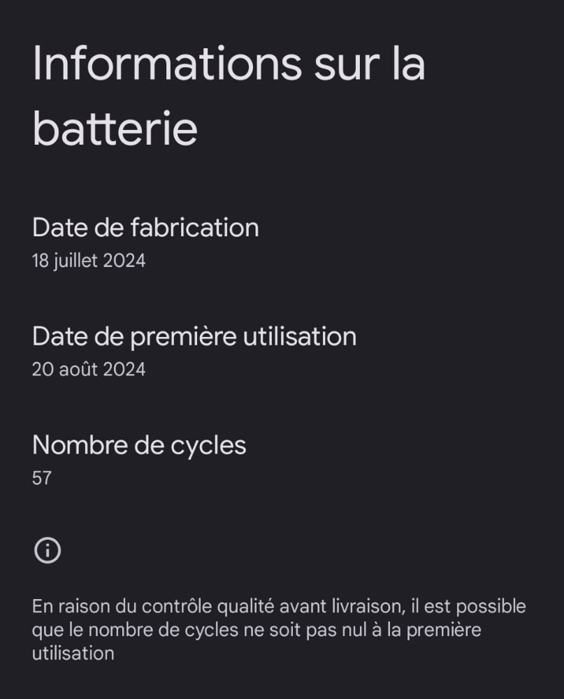 Informations Batterie Google Pixel