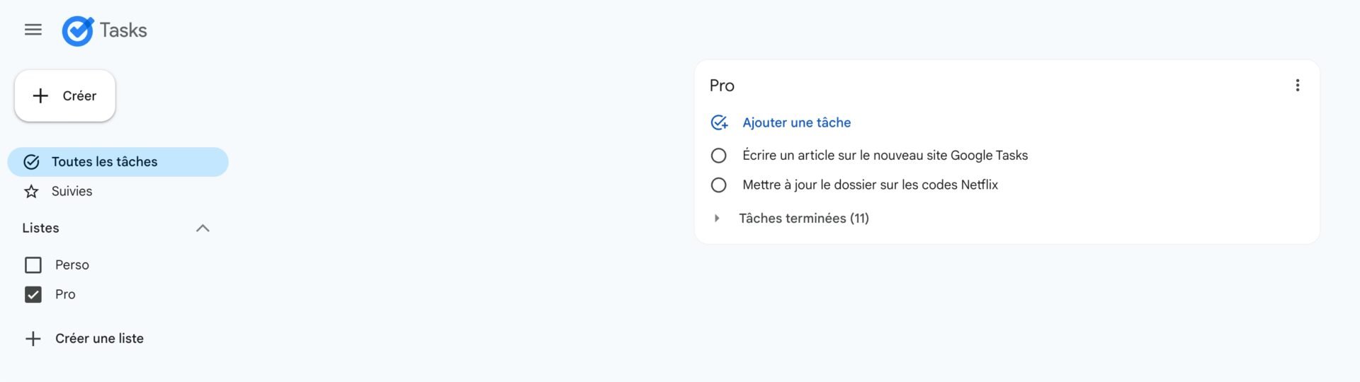 Google Tasks Site Web