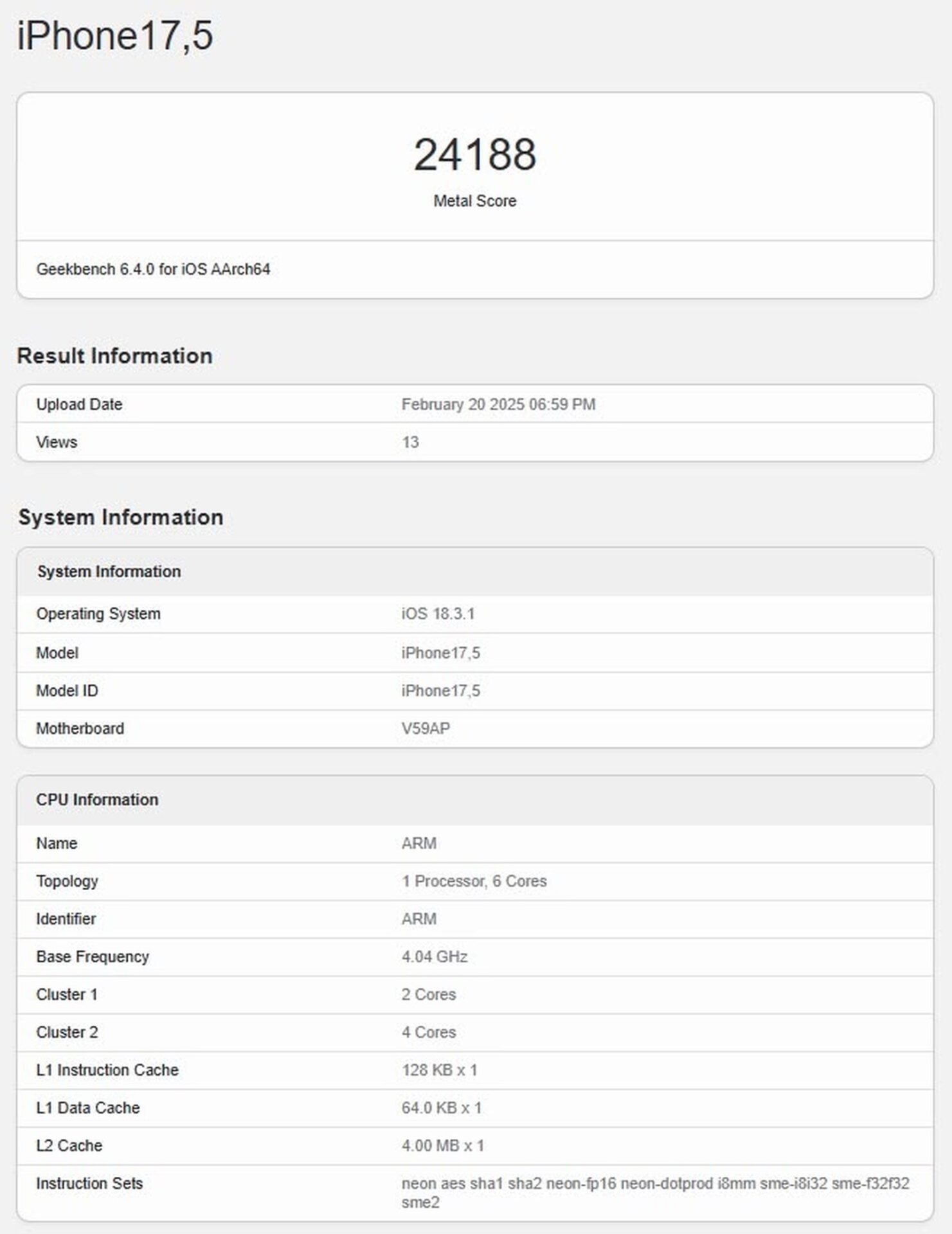 Iphone 16e Apple Benchmark