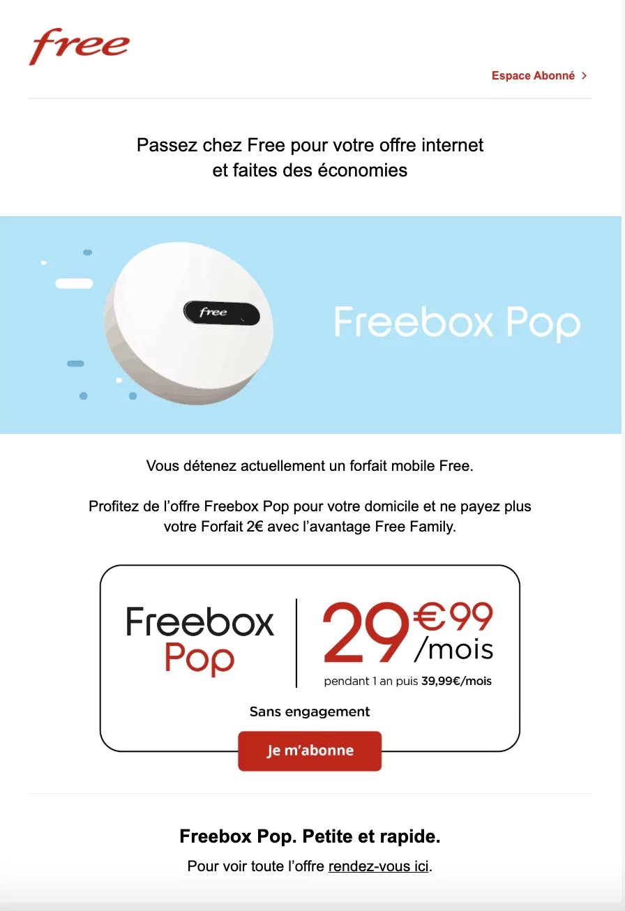 Offre Freebox Pop Forfait Mobile Gratuit