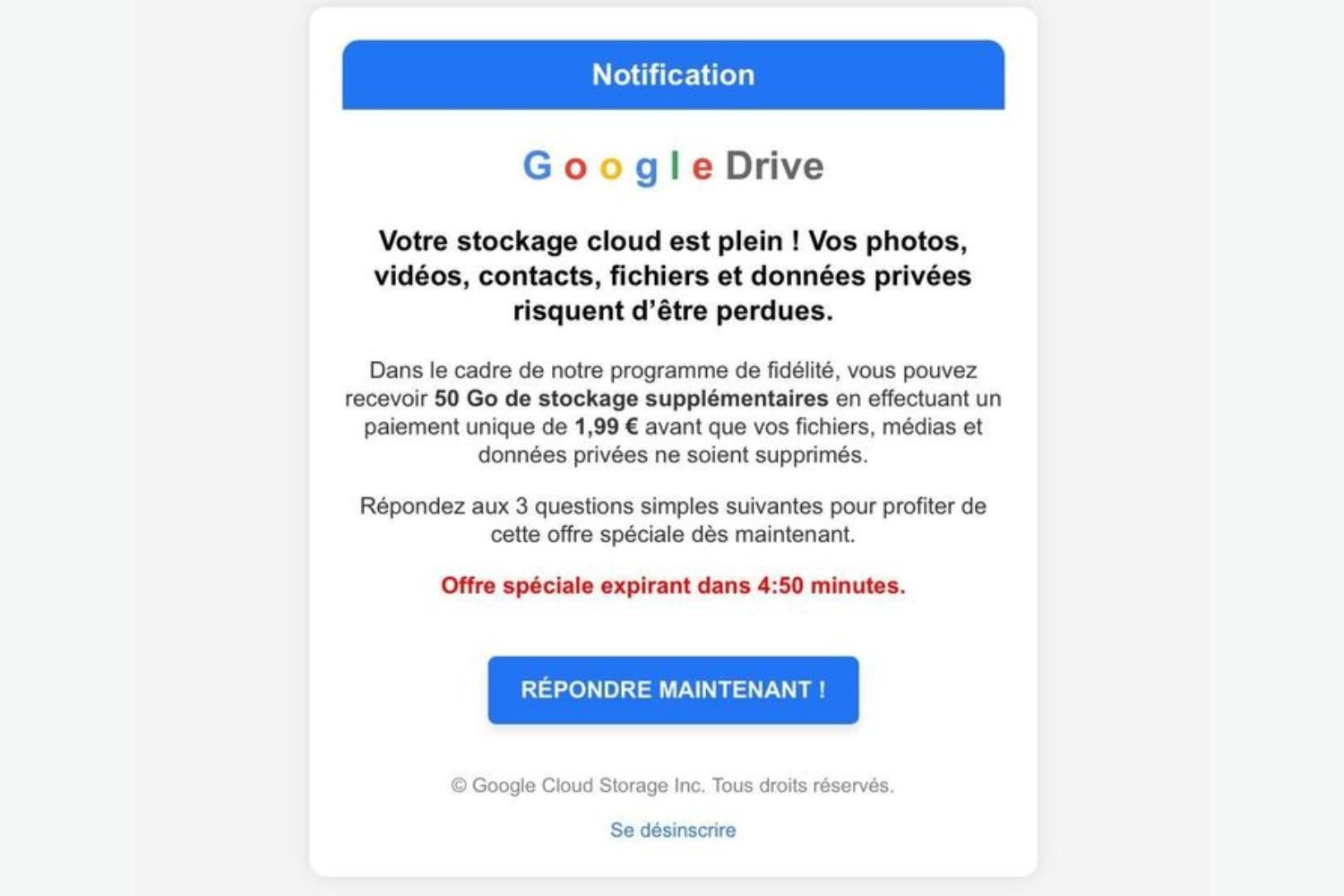 Arnaque Google Drive