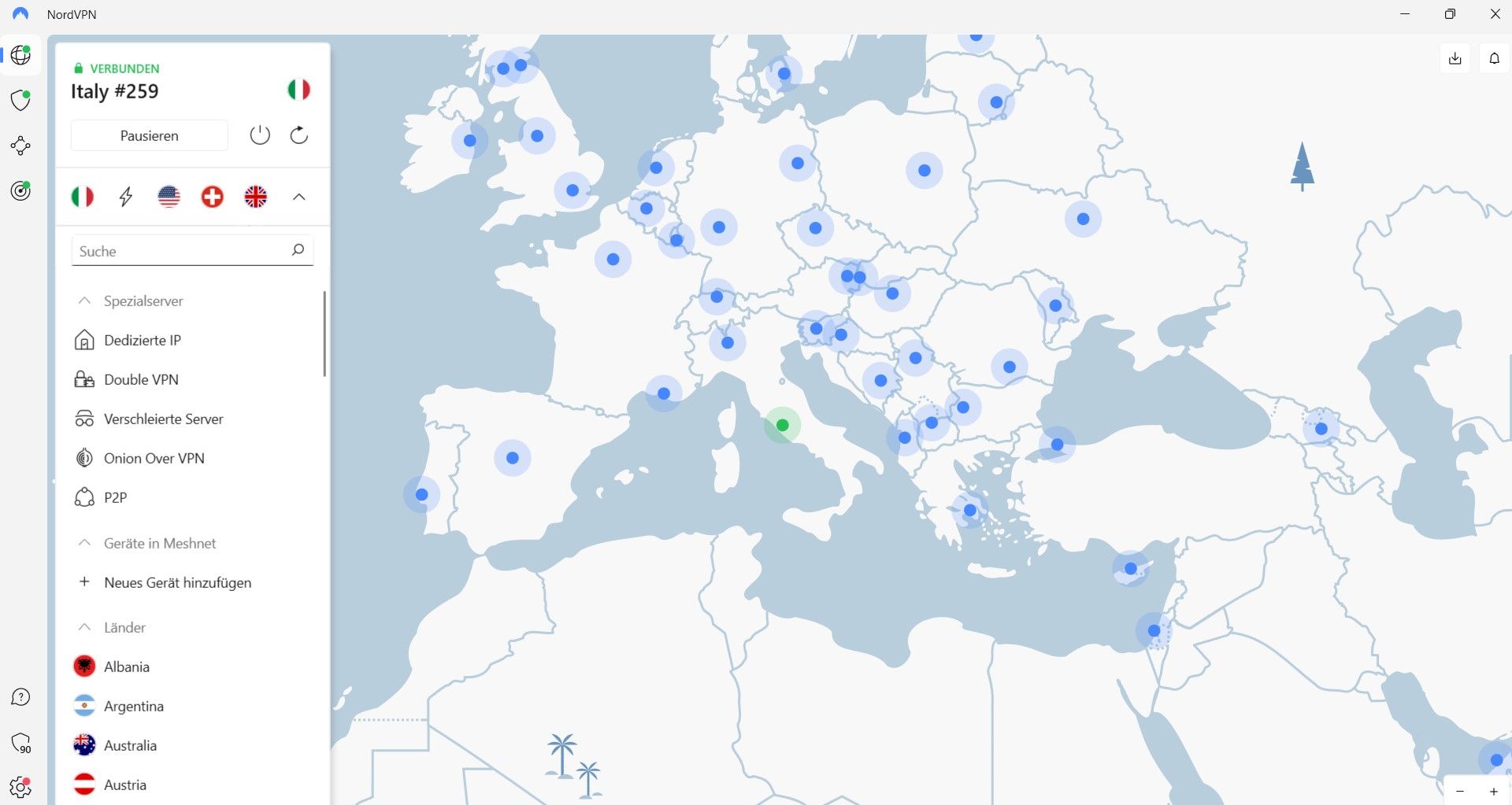 NordVPN Server Italien italienische IP-Adresse