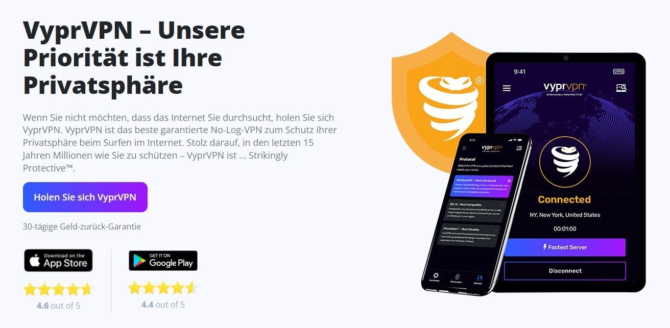 Test VyprVPN Bewertung Webseite