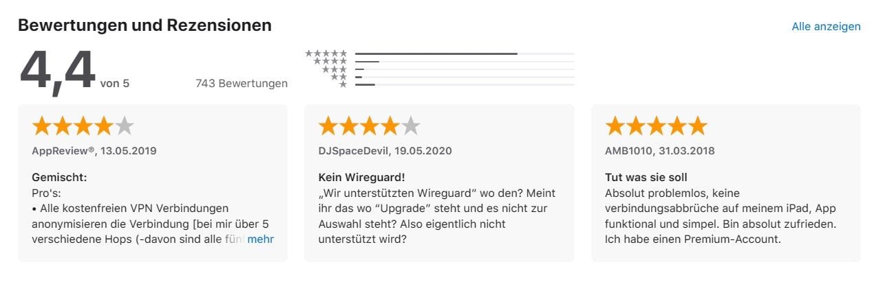 Hide.me Bewertung Apple Store