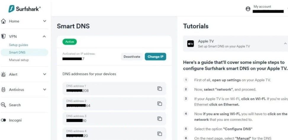 Surfshark Apple TV Smart DNS