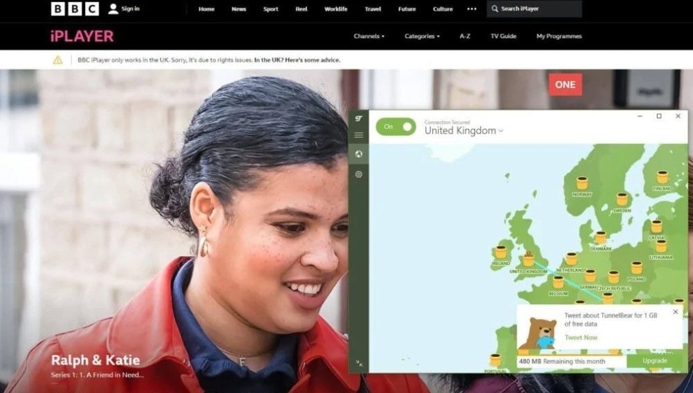 TunnelBear Streaming Geoblocking BBC iPlayer