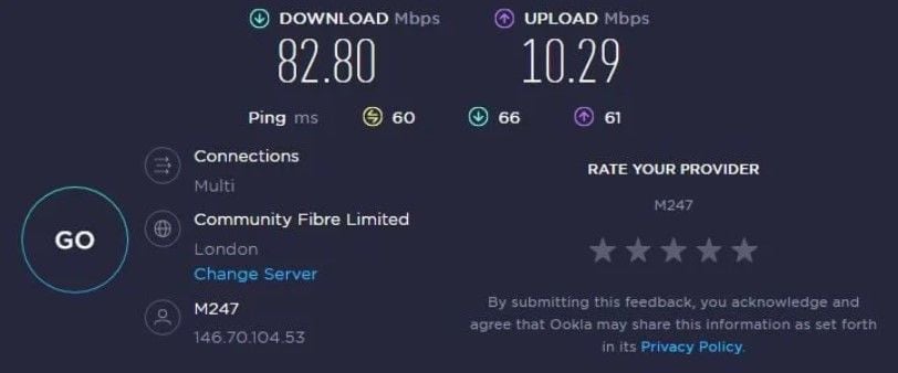 Windscribe Geschwindigkeit Großbritannien