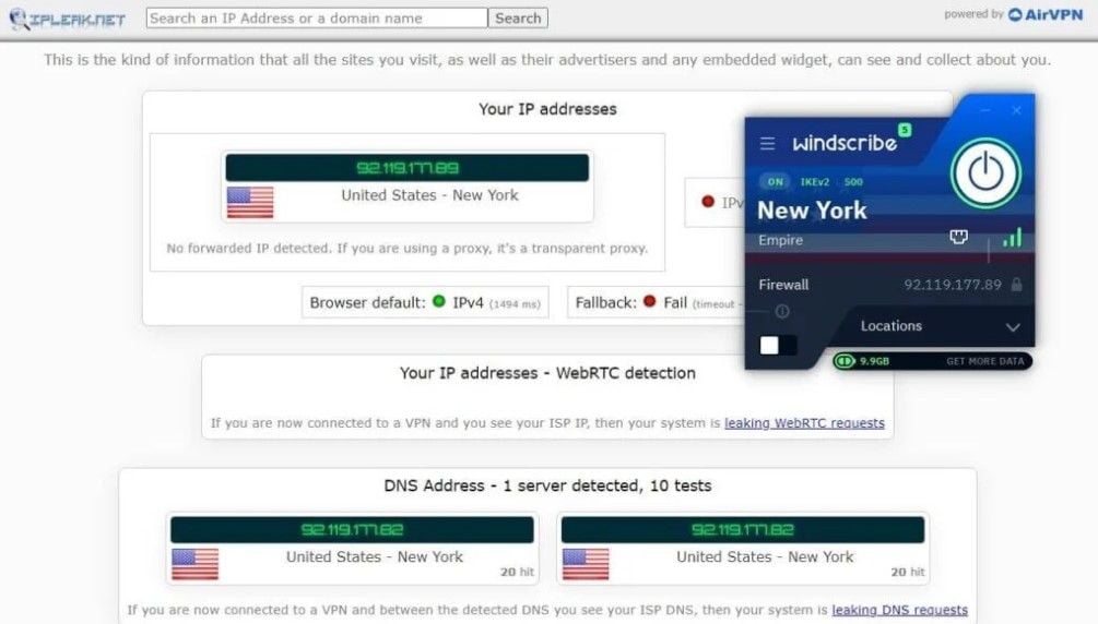 Windscribe IP- DNS-Leaks