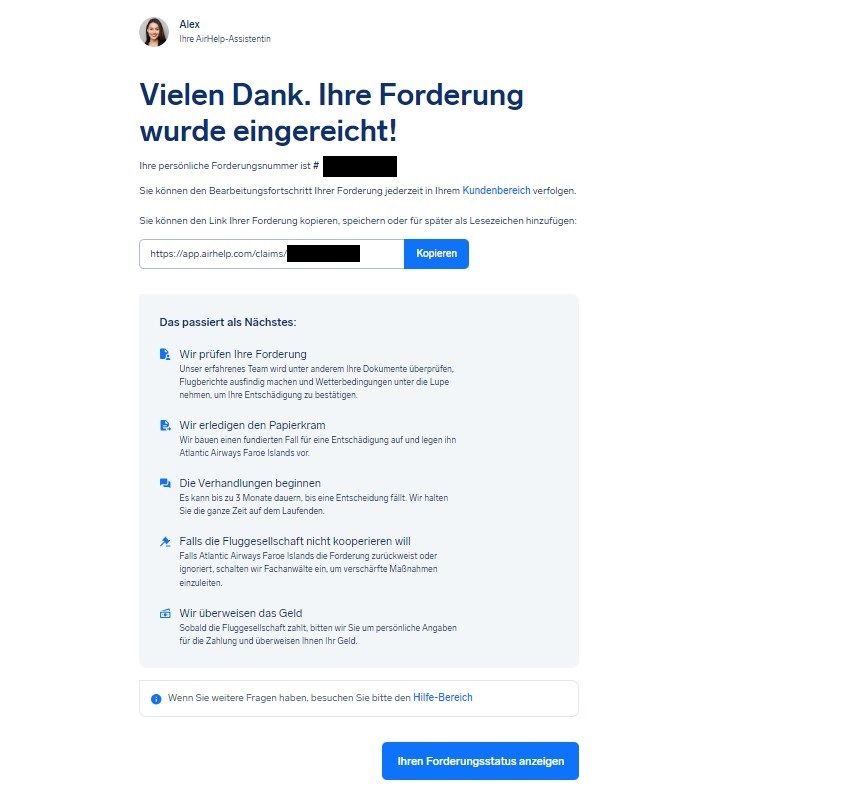 AirHelp Entschädigung Verspätete Flüge Forderungsstatus