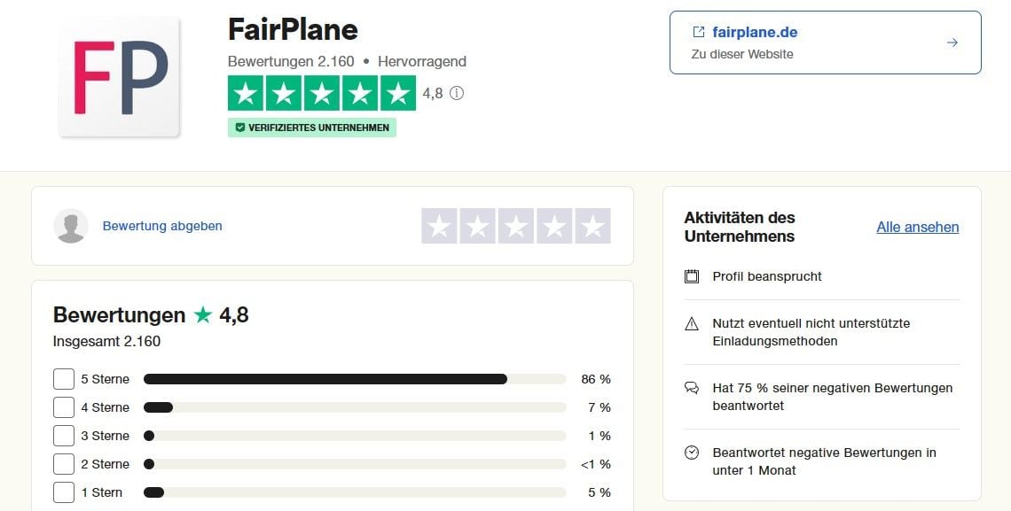 Fairplane Erfahrungen Test Bewertung Trustpilot