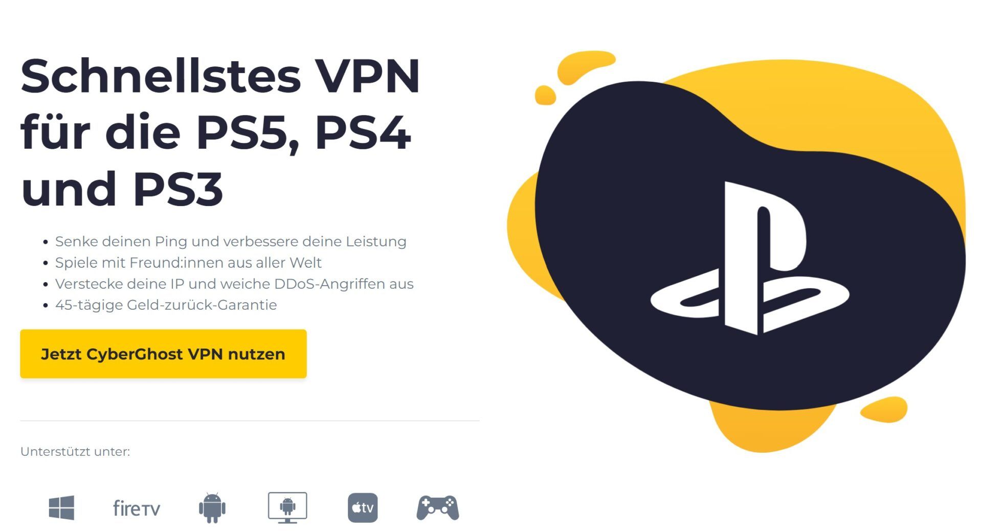 Bestes Vpn Playstation Gaming Ps4 Ps5 Cyberghost