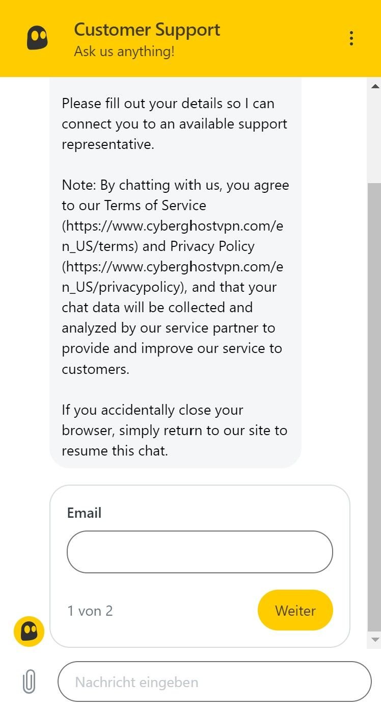 Kostenlose Testphase Gratis Live Chat Kundenservicecyberghost