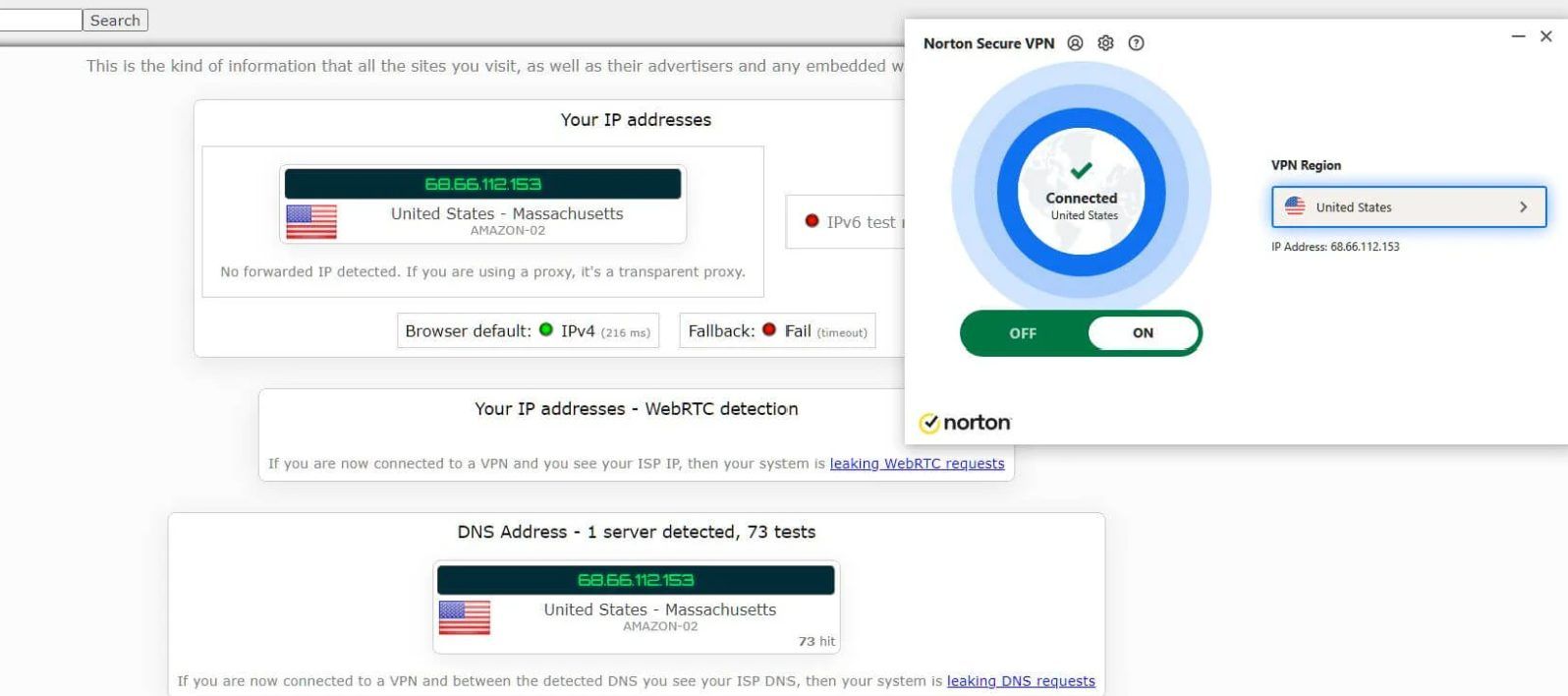 Norton Secure Vpn Test Bewertung Ip Dns Leaks Ipleak.net