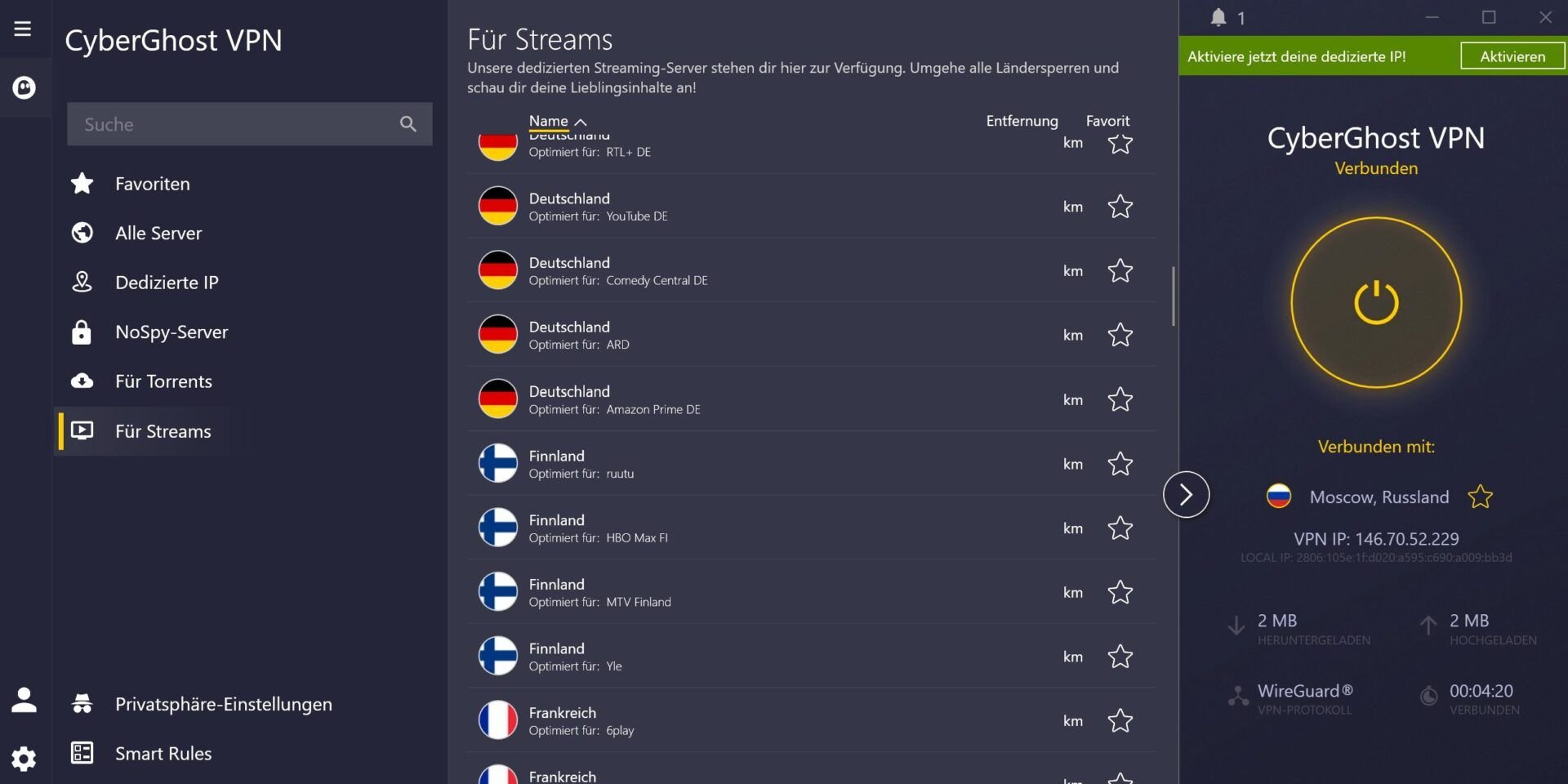 Russisches Fernsehen Außerhalb Russland Cyberghost Streaming Server