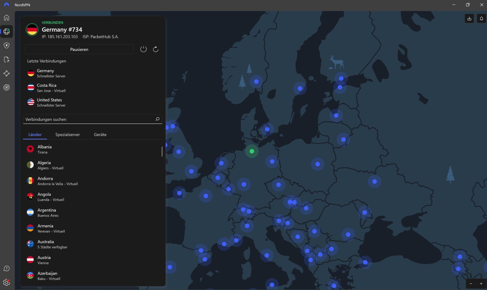 Netflix Deutschland Ausland Ansehen Streamen Nordvpn Benutzeroberfläche Verbunden