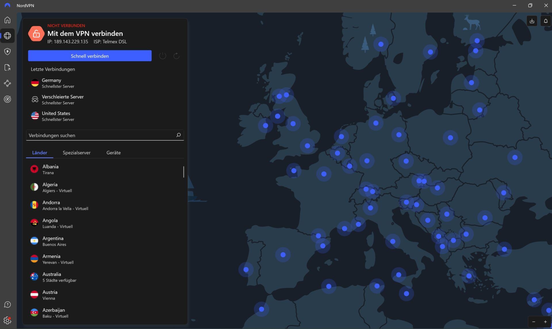 Netflix Deutschland Ausland Ansehen Streamen Entsperren Nordvpn Benutzeroberfläche