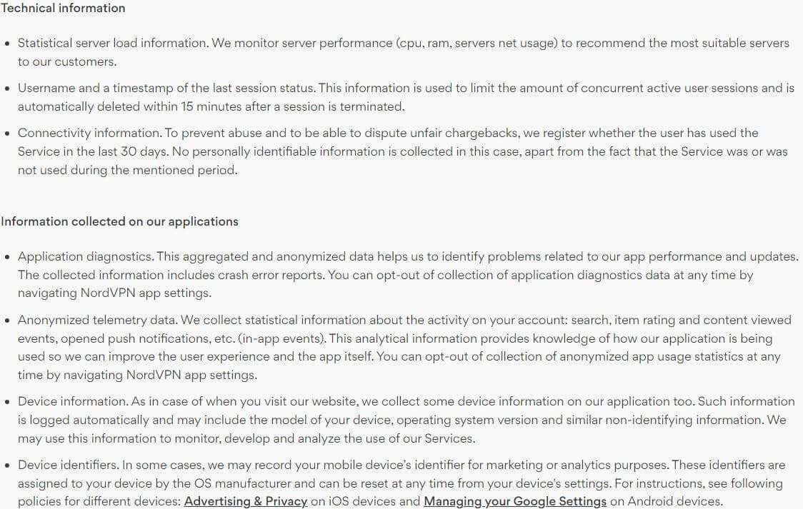 NordVPN Privacy Policy 2