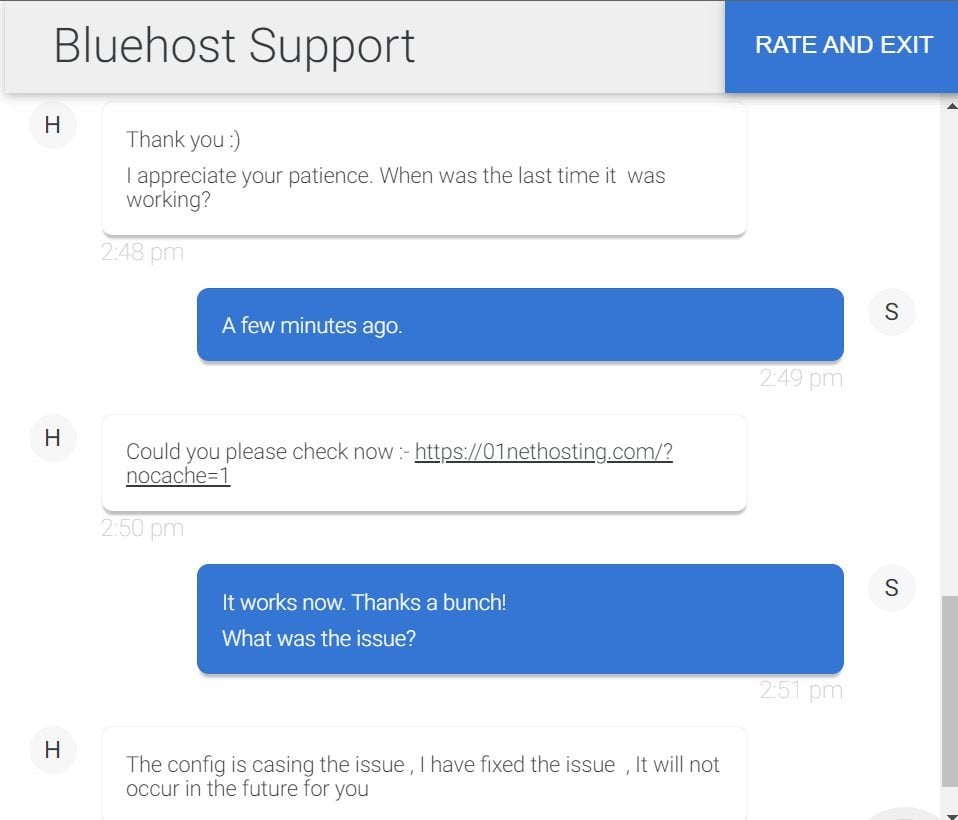 Bluehost Support Live Chat