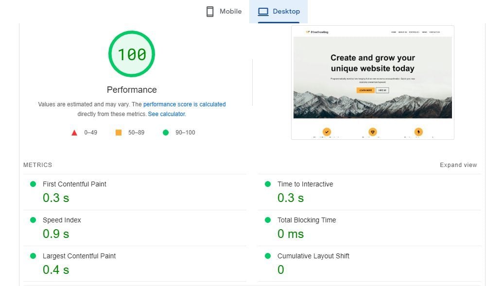 HostGator PageSpeed Insights Desktop