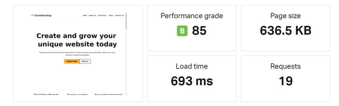 HostGator Pingdom Speed Test