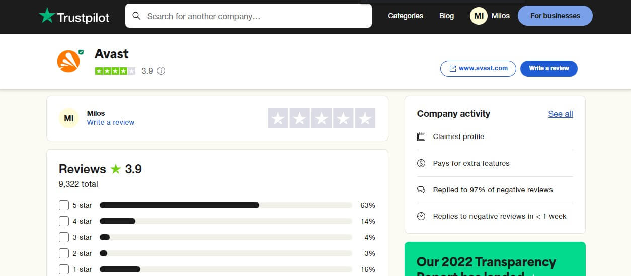 Avast Trustpilot