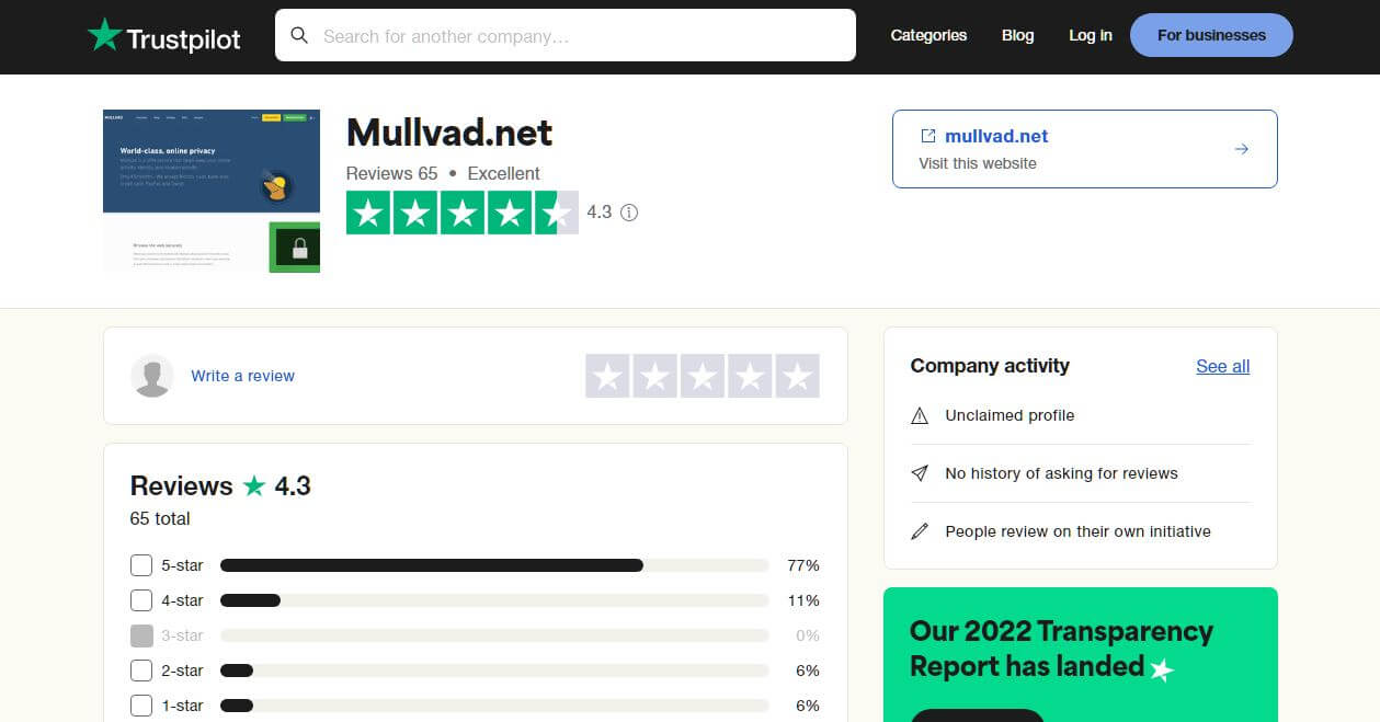 Mullvad VPN Trustpilot