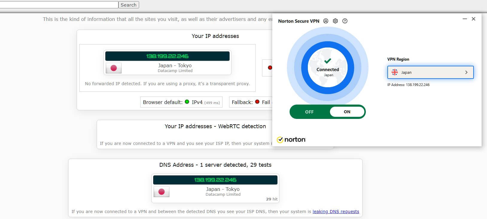 Norton VPN IP Leak Japan