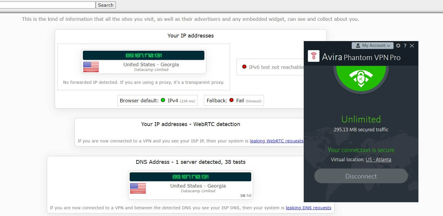Avira Phantom VPN IP Leak