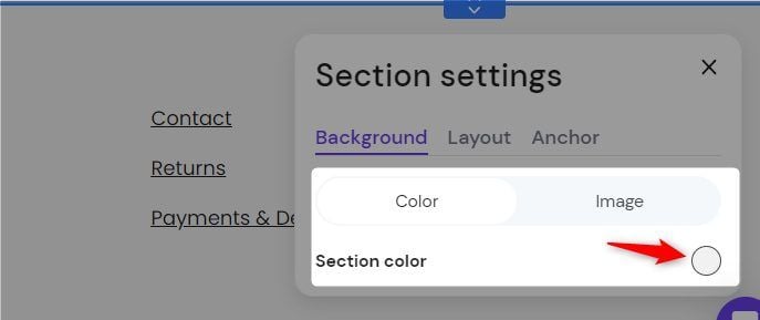 Background Color Settings Edit FooterHostinger Website Builder