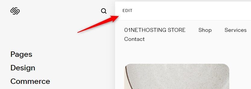 Click on Edit Squarespace