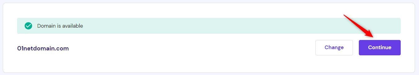 Continue to Purchase Domain Hostinger Builder