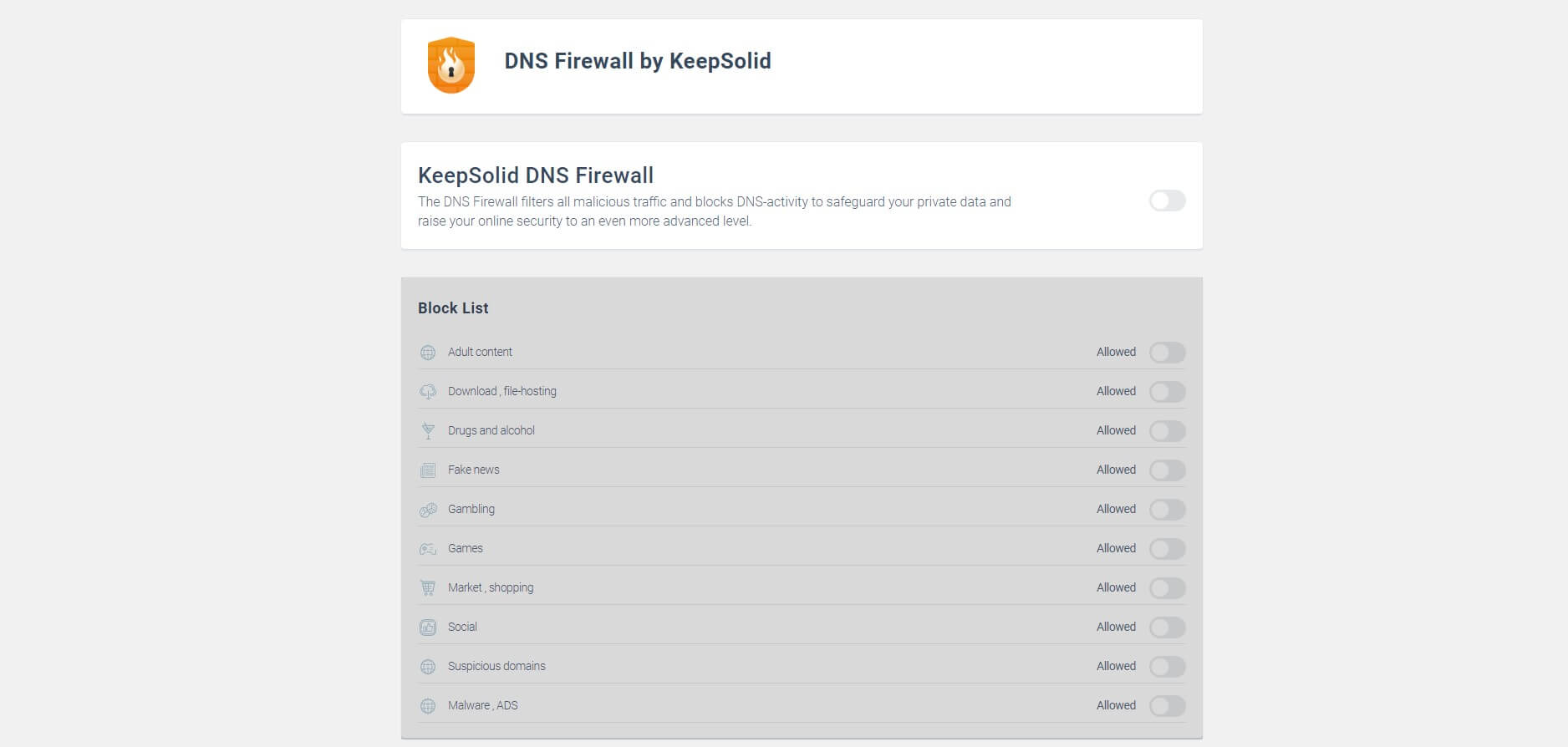 KeepSolid VPN Unlimited DNS Firewall