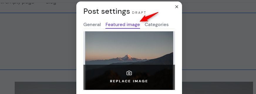 Post Settings Featured Image Blog Hostinger Website Builder