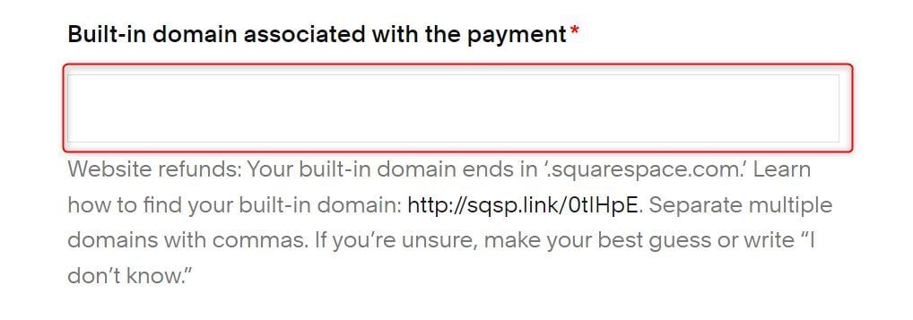 Squarespace Refund Request Built-in Domain